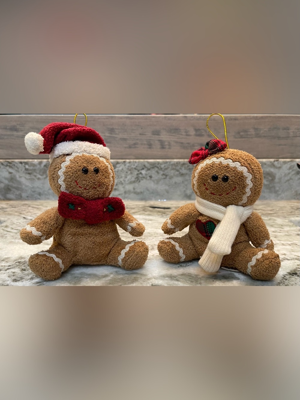 VTG Christmas Gingerbread Couple Plush Ornaments - Chosun International